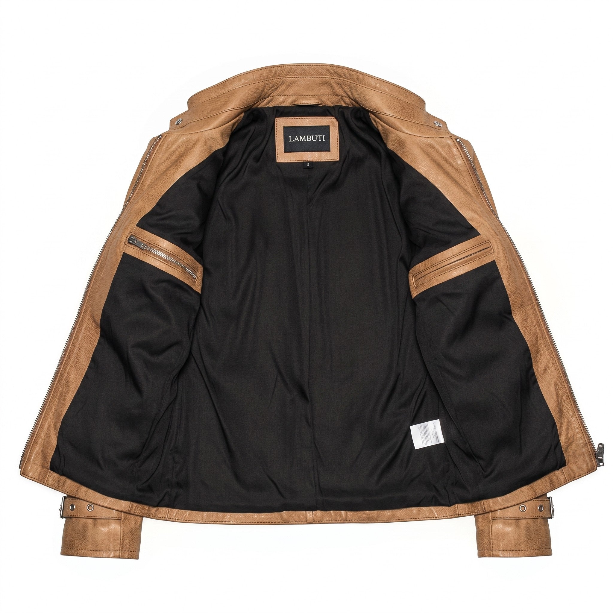 Women's Tan Leather Biker Jacket — Townley