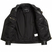 Women's Black Leather Biker Jacket — Darley