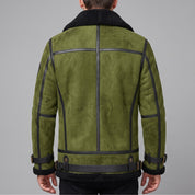 Men's Olive Green Suede Bomber Jacket — Lupton