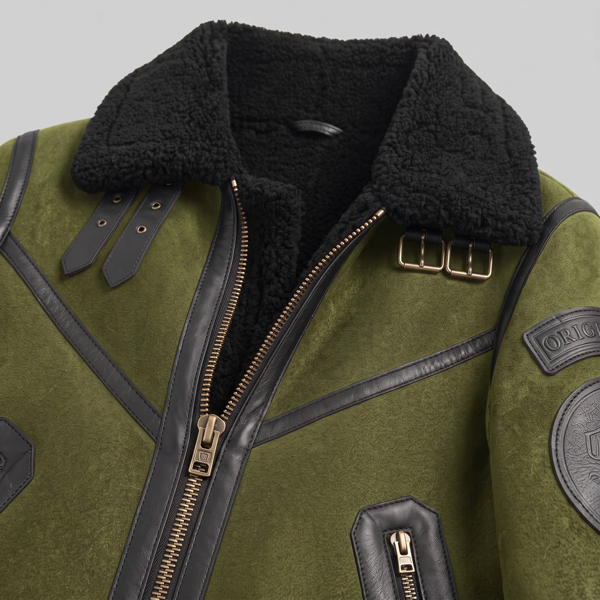 Men's Olive Green Suede Bomber Jacket — Lupton