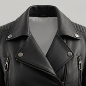 Women's Black Quilted Leather Biker Jacket — Colgrave