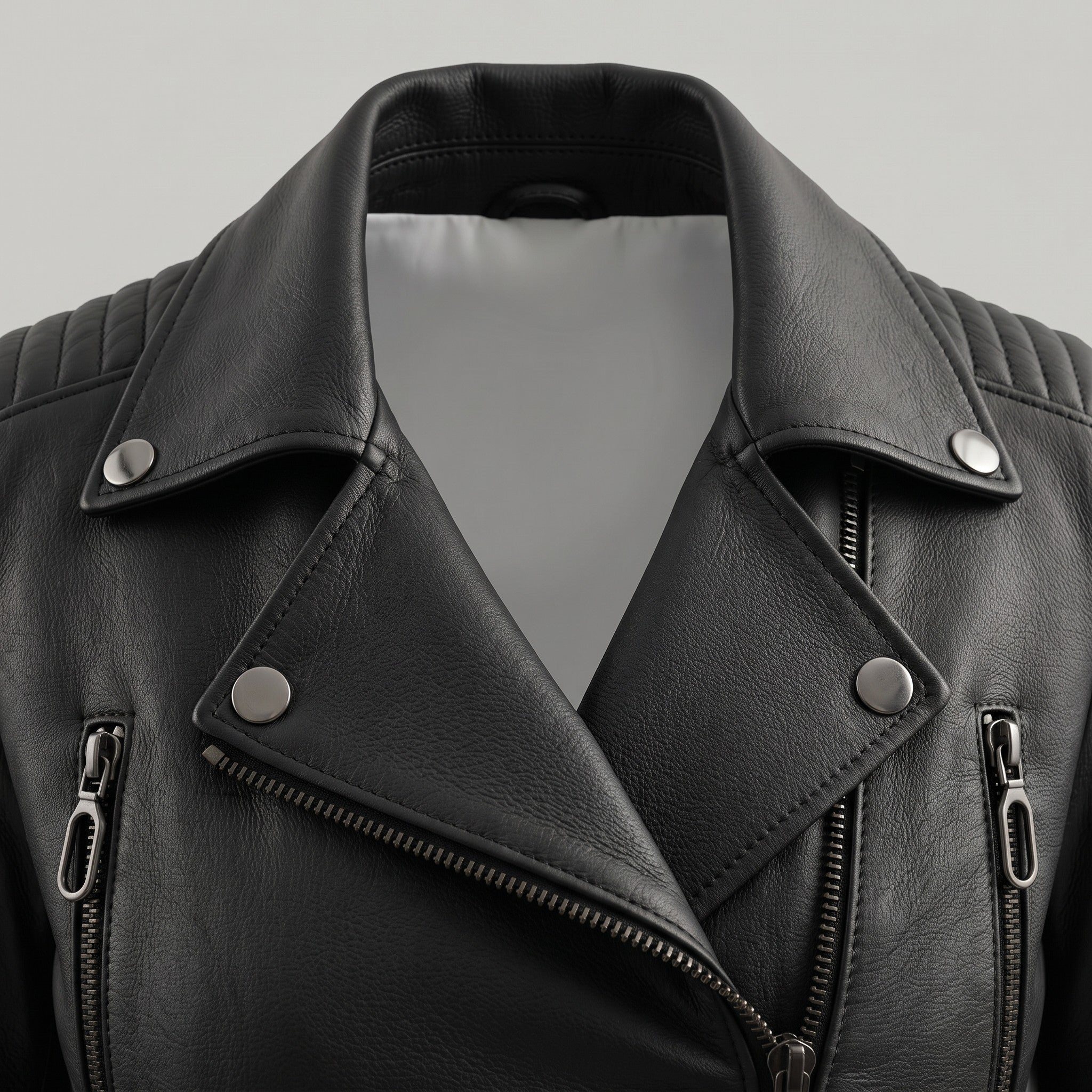 Women's Black Quilted Leather Biker Jacket — Colgrave