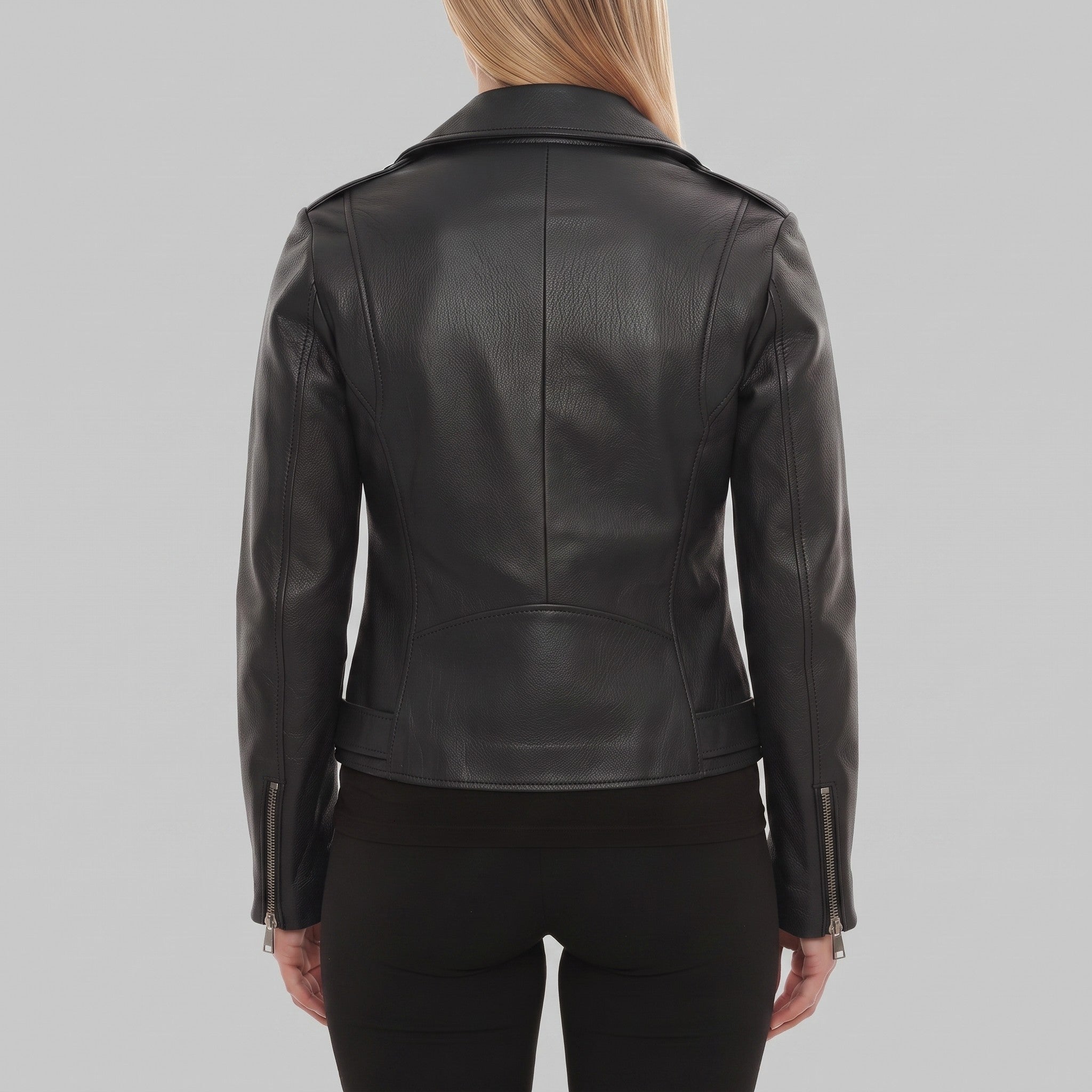 Women's Black Leather Biker Jacket — Ashford