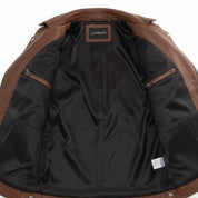 Women's Brown Quilted Leather Biker Jacket — Colgrave