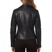 Women's Black Leather Biker Jacket — Webster