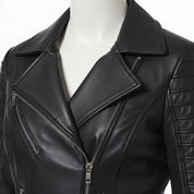 Women's Black Leather Biker Jacket — Webster