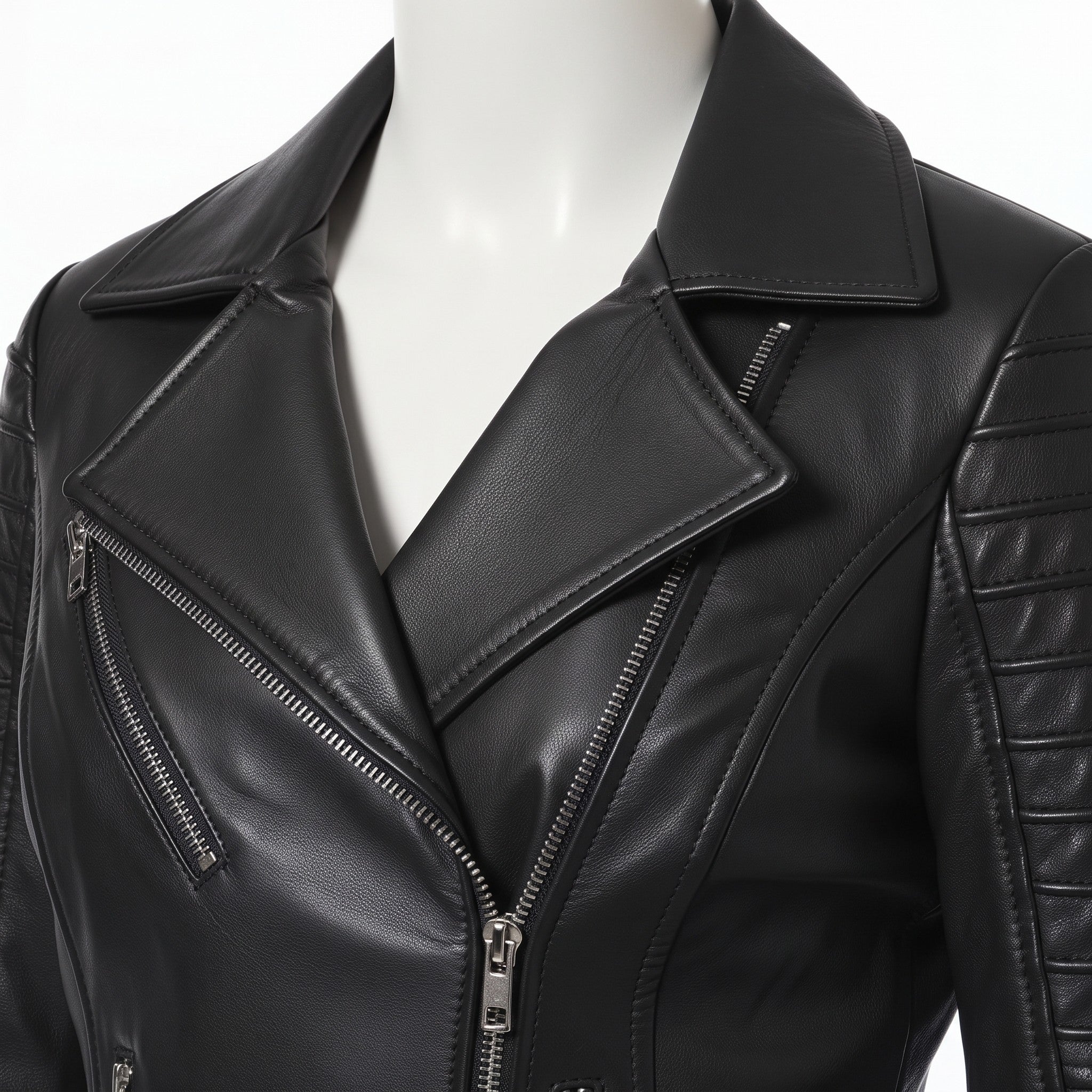 Women's Black Leather Biker Jacket — Webster