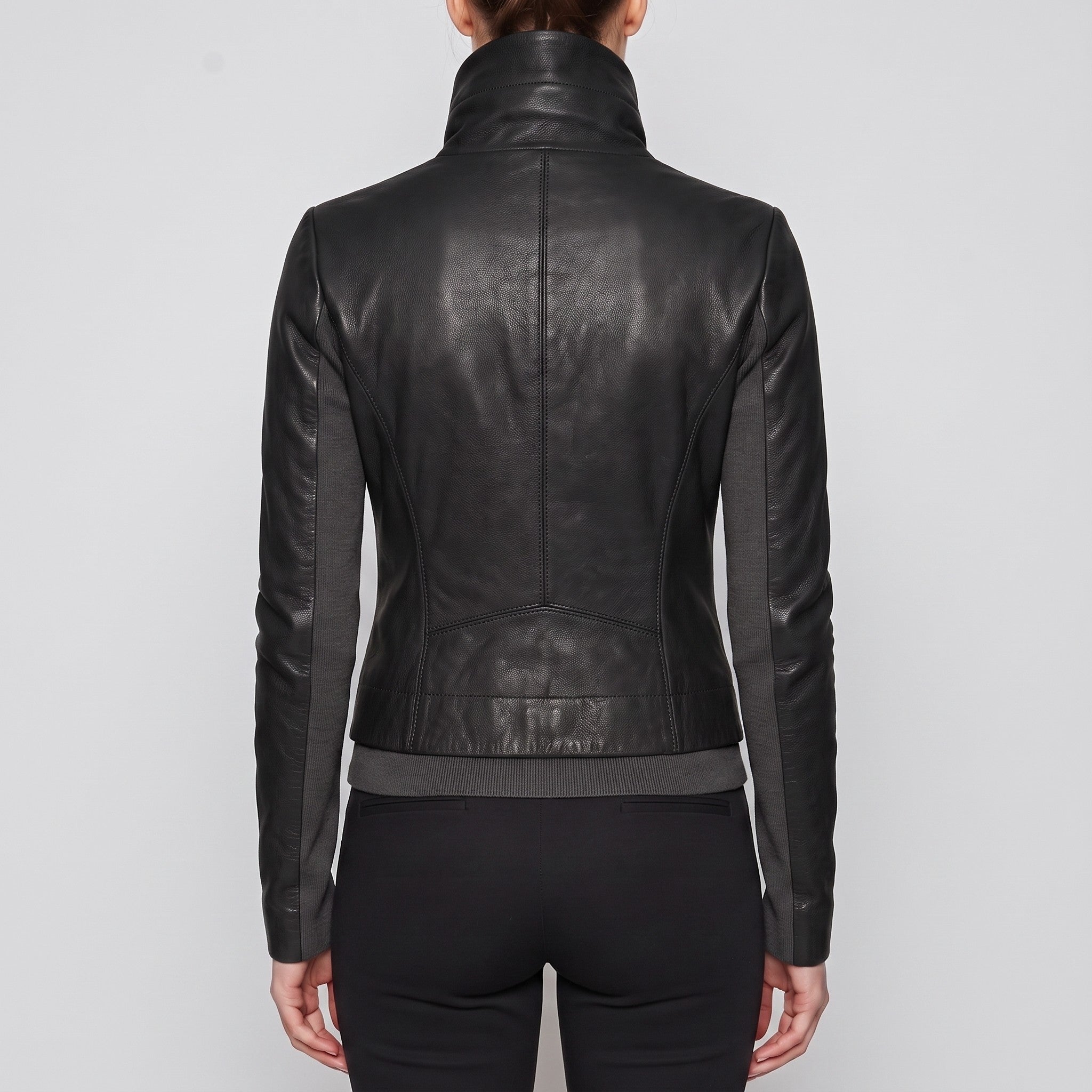 Women's Black Asymmetric Zip Leather Biker Jacket — Harrogate