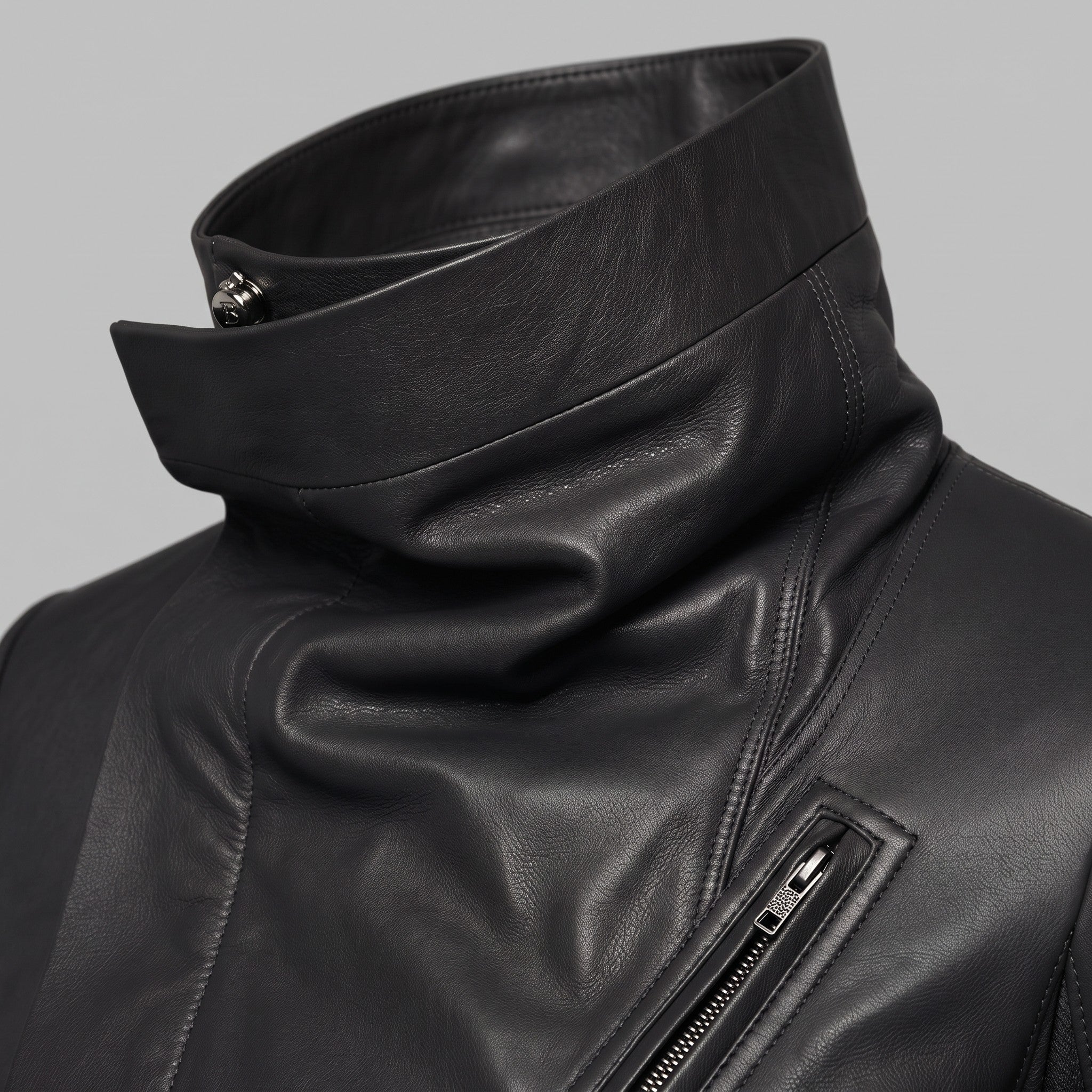 Women's Black Asymmetric Zip Leather Biker Jacket — Harrogate
