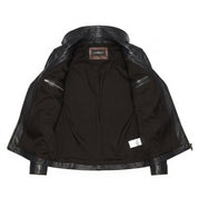 Women's Black Asymmetric Zip Leather Biker Jacket — Harrogate