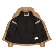 Women's Tan Asymmetric Zip Leather Biker Jacket — Harrogate