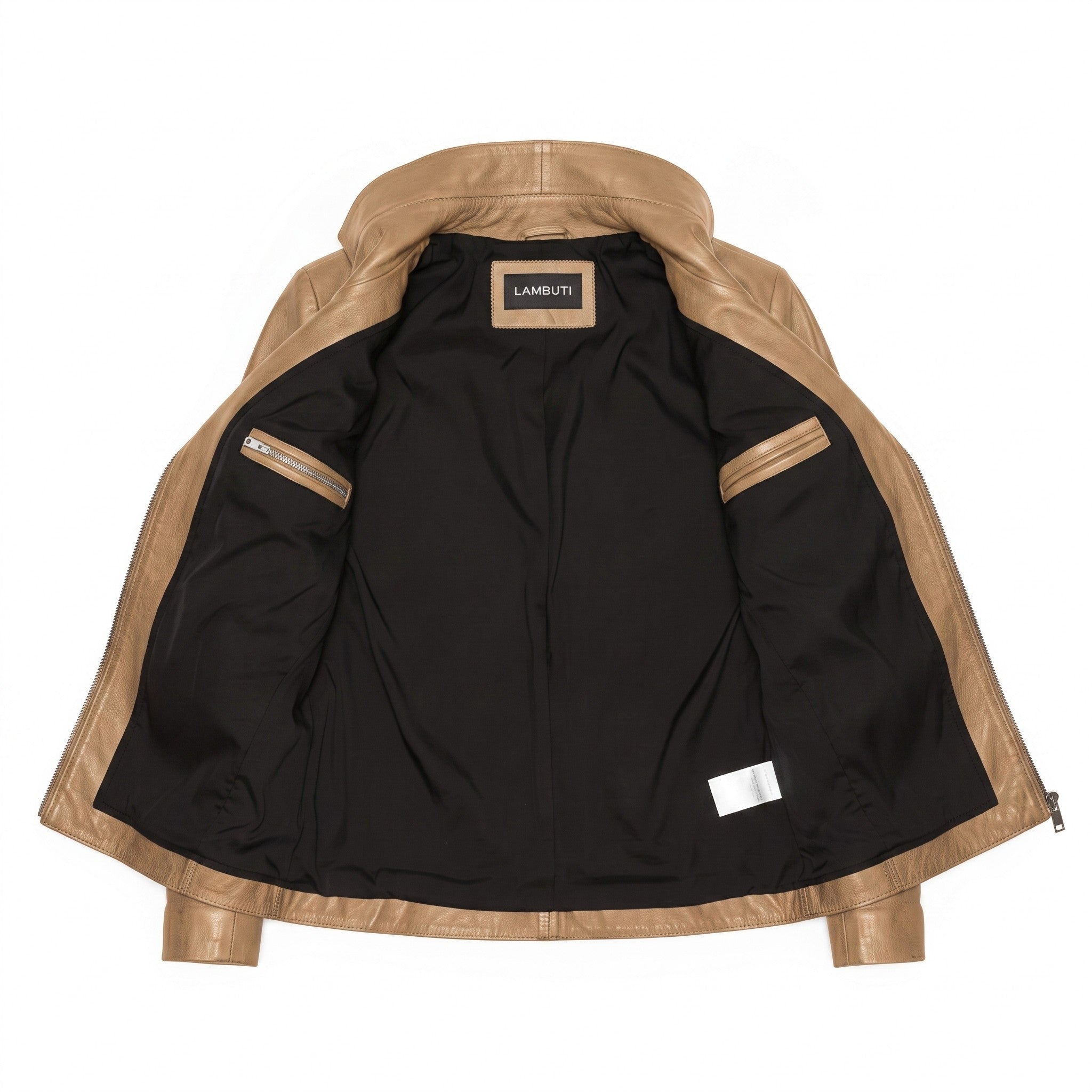 Women's Tan Asymmetric Zip Leather Biker Jacket — Harrogate
