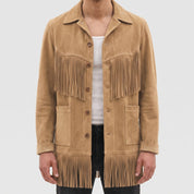 Men's Tan Fringe Suede Jacket — Howland
