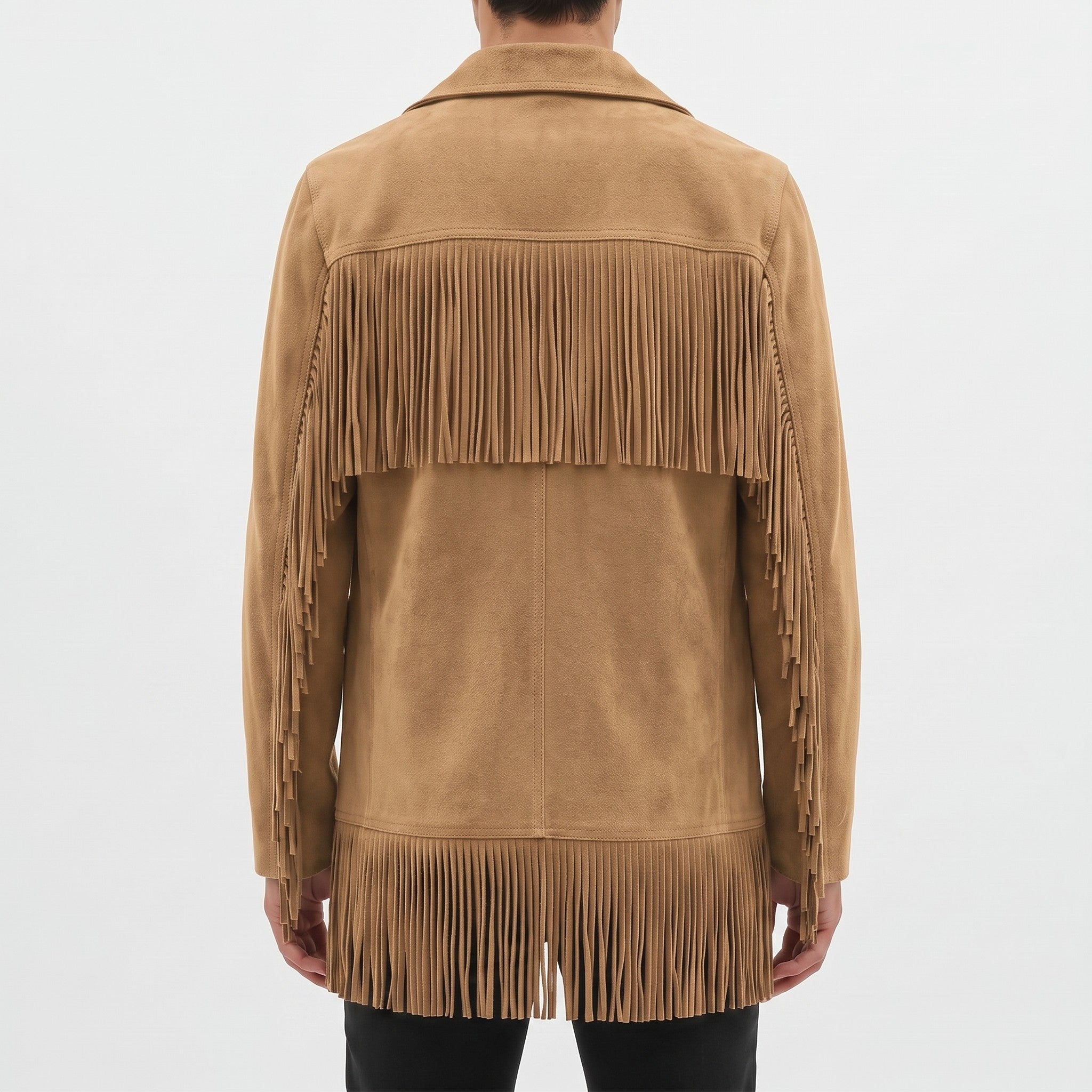Men's Tan Fringe Suede Jacket — Howland