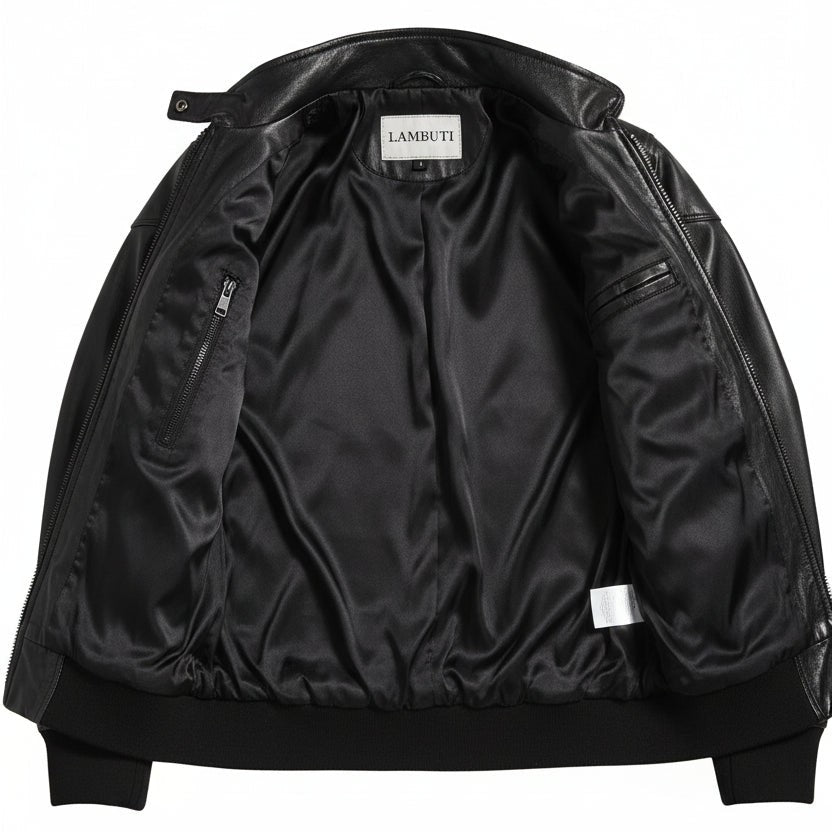 Women's Black Hooded Leather Bomber Jacket — Arnott