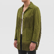 Men's Olive Green Fringe Suede Jacket — Howland