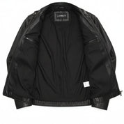 Men's Black Leather Biker Jacket — Highfield