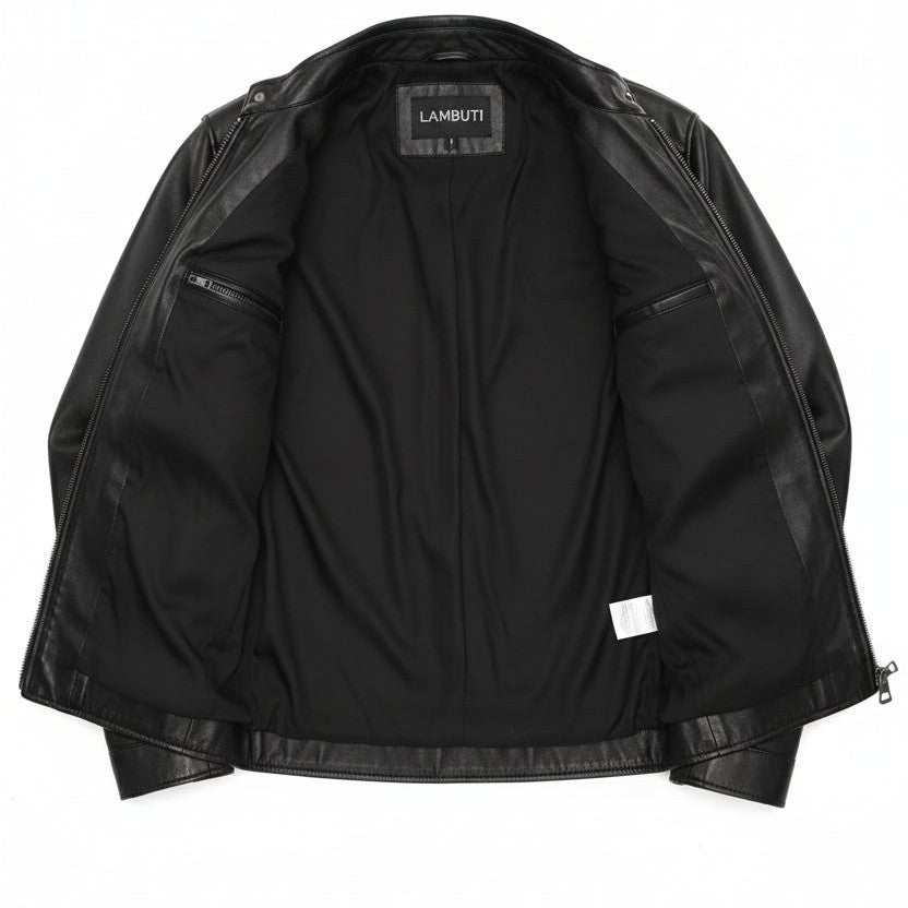 Men's Black Leather Biker Jacket — Highfield