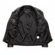 Men's Black Leather Biker Jacket — Bagnall