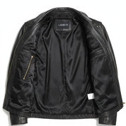 Men's Black Leather Biker Jacket — Hooper