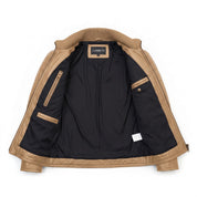 Men's Tan Quilted Leather Cafe Racer Jacket — Blayney