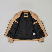 Men's Tan Studded Leather Biker Jacket — Abberidge