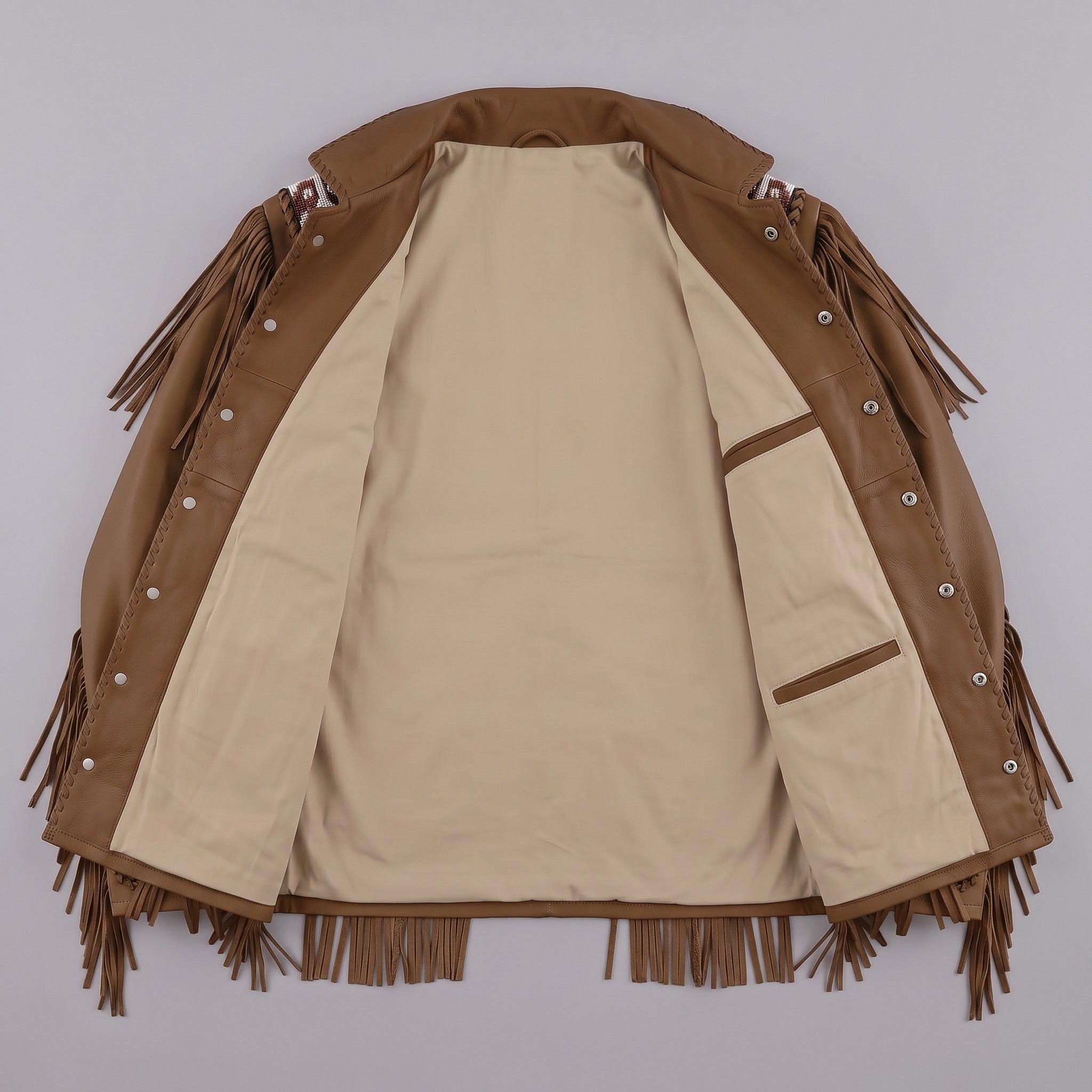 Men's Brown Fringed Leather Western Jacket — Hanford