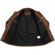 Men's Brown Leather Shirt Jacket — Cursley
