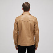 Men's Tan Leather Shirt Jacket — Cursley