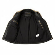 Women's Black Studded Leather Biker Jacket — Lancaster