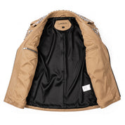 Women's Tan Studded Leather Biker Jacket — Thomson