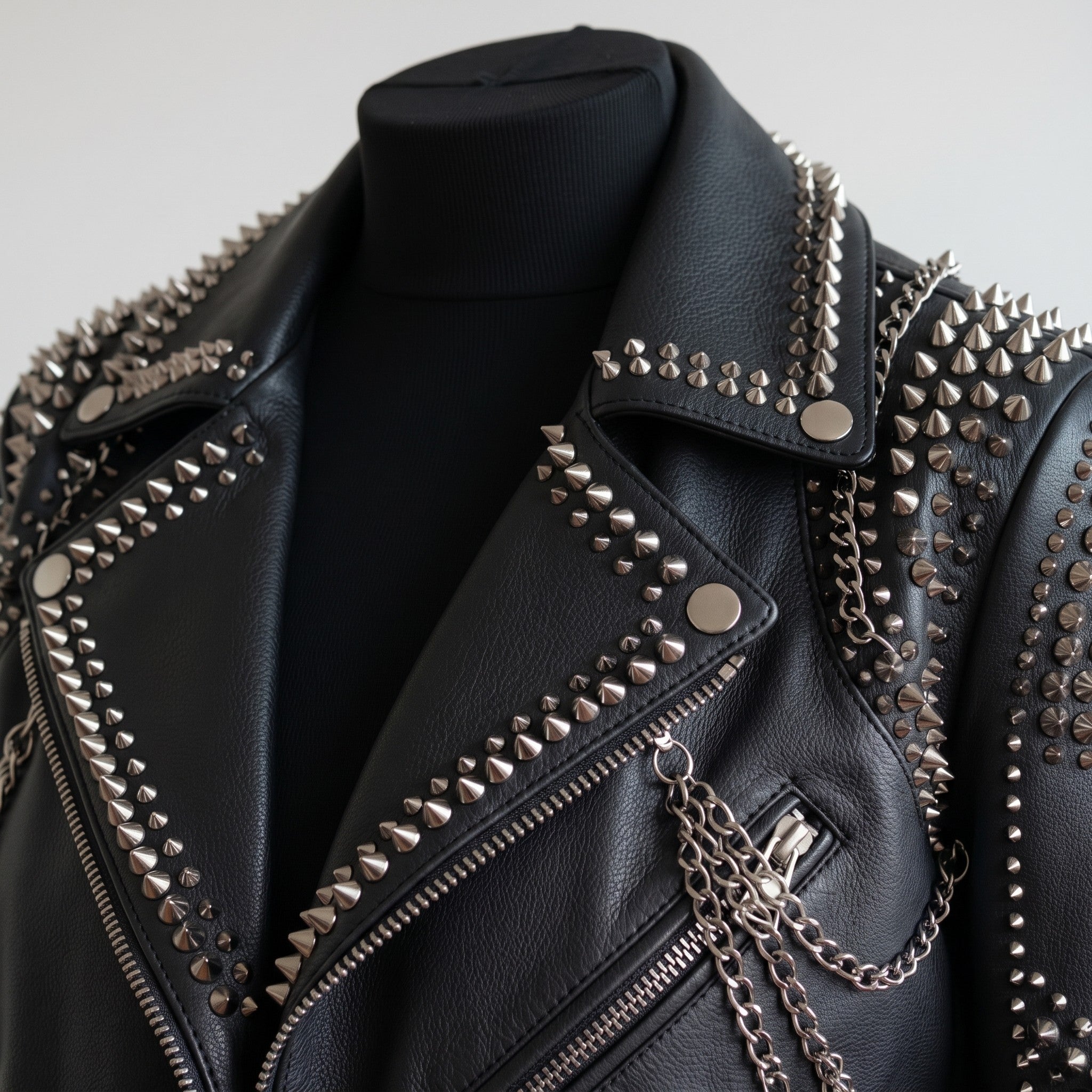 Women's Black Leather Biker Jacket — Seddon
