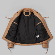 Men's Tan Quilted Leather Biker Jacket — Abbett