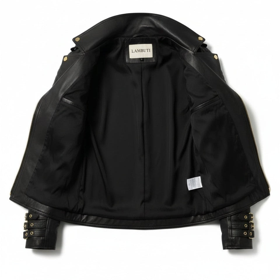 Women's Black Quilted Leather Perfecto Biker Jacket — Halifax