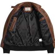 Women's Brown Hooded Leather Bomber Jacket — Arnott