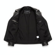 Women's Black Studded Leather Biker Jacket — Watson