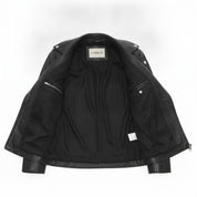 Women's Black Pebbled Leather Biker Jacket — Belstead