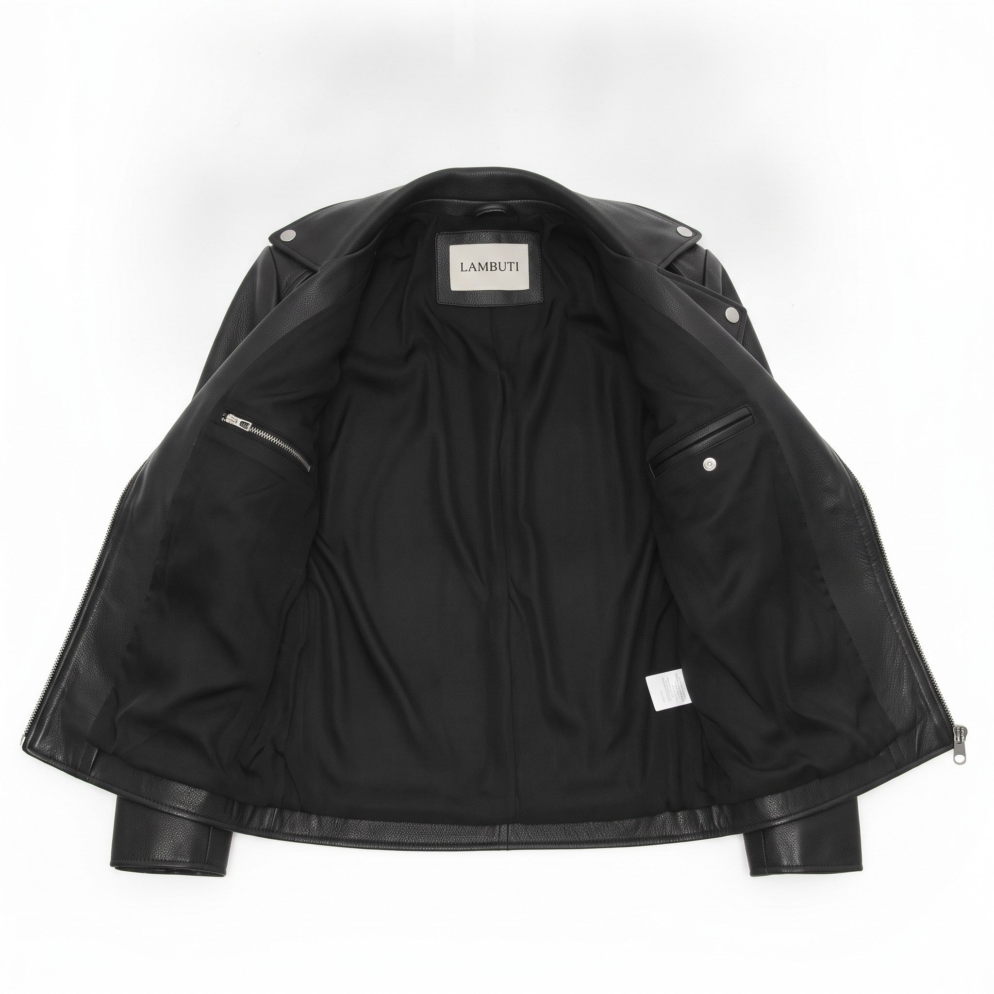 Women's Black Pebbled Leather Biker Jacket — Belstead