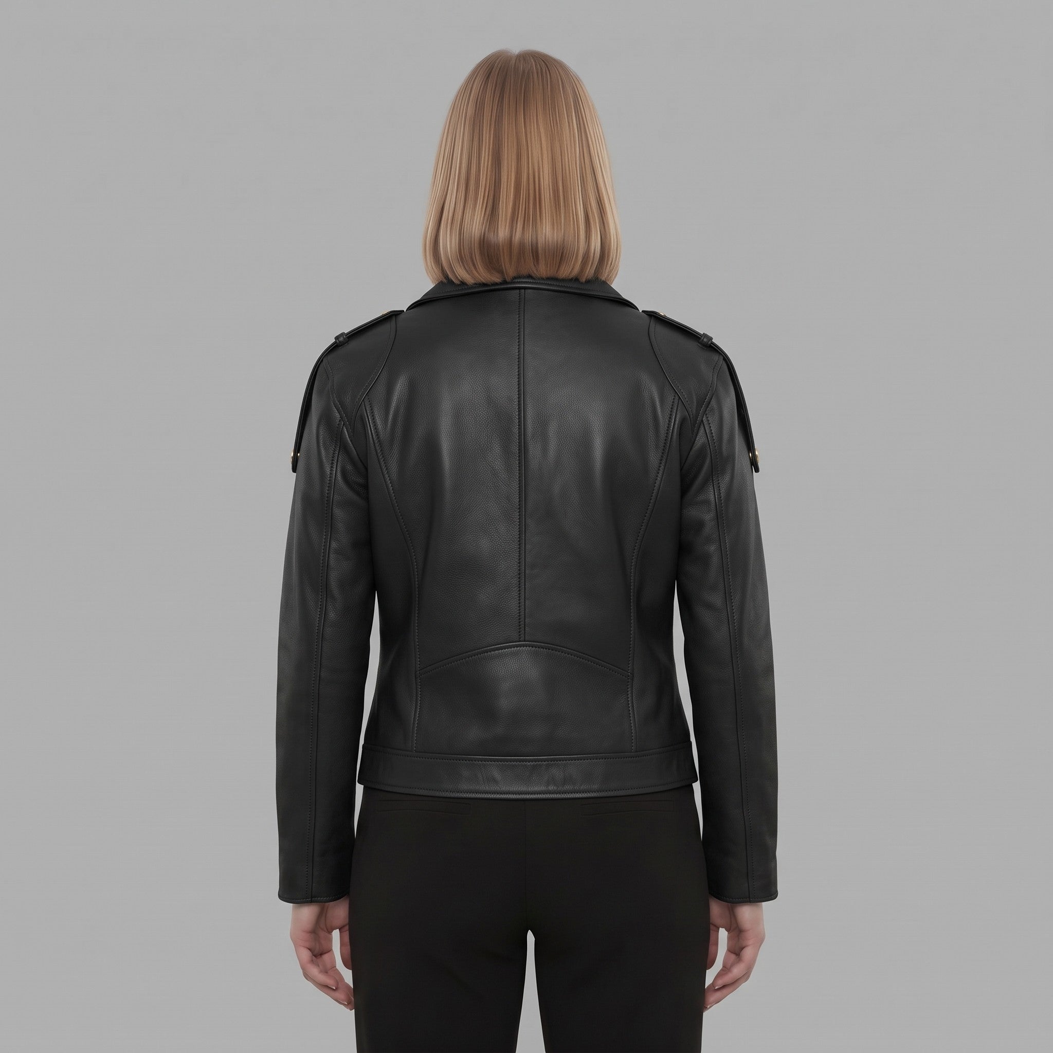 Women's Black Leather Biker Jacket — Parsons