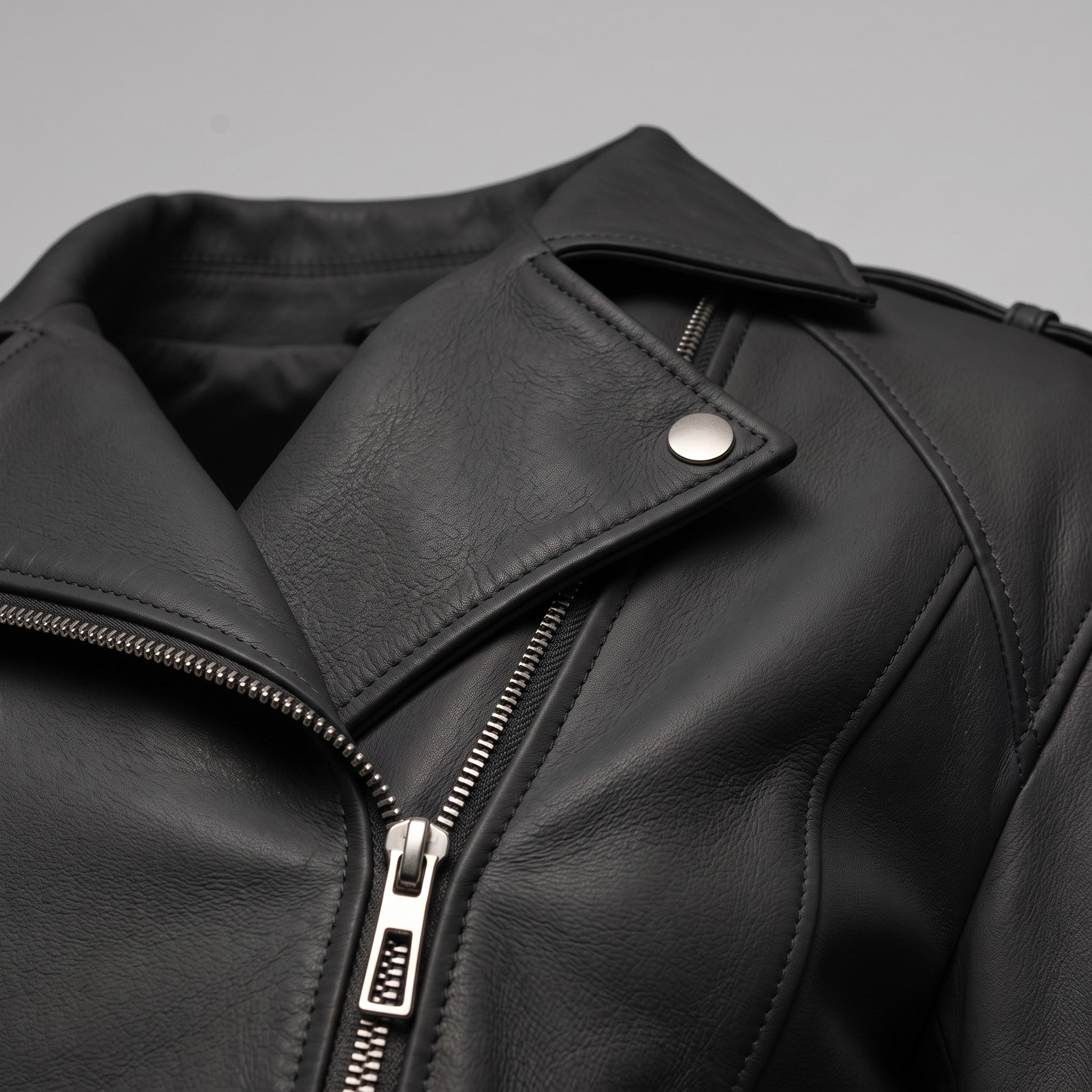 Women's Black Leather Biker Jacket — Parsons
