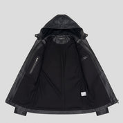 Women's Black Hooded Leather Jacket — Baldwin