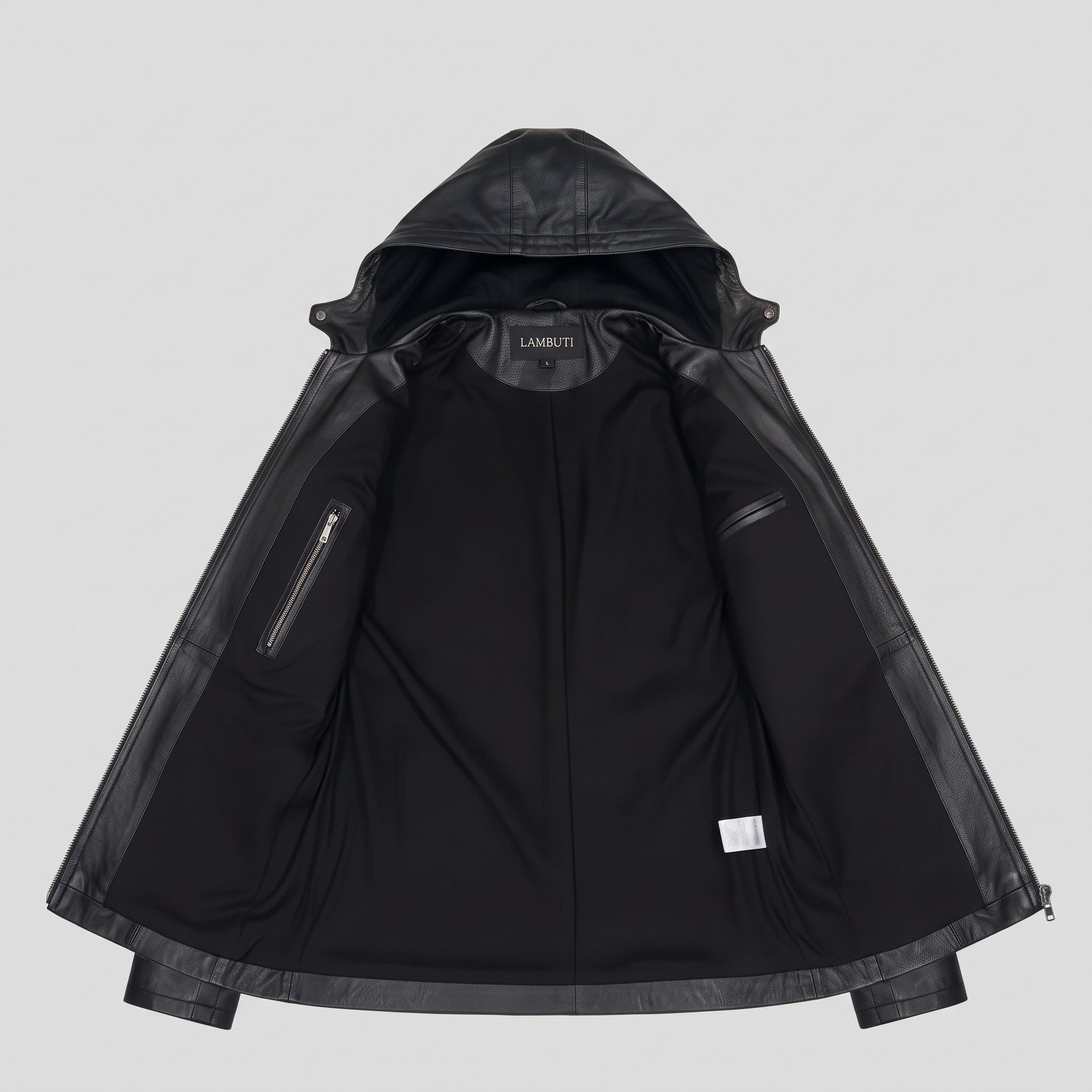 Women's Black Hooded Leather Jacket — Baldwin