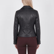 Women's Black Leather Double Rider Jacket — Osgood