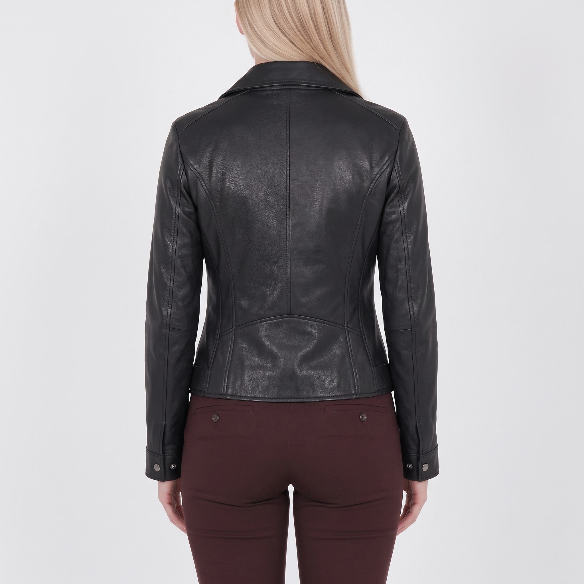 Women's Black Leather Double Rider Jacket — Osgood