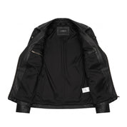 Women's Black Leather Double Rider Jacket — Osgood