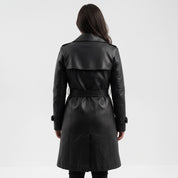 Women's Black Leather Trench Coat — Charsley
