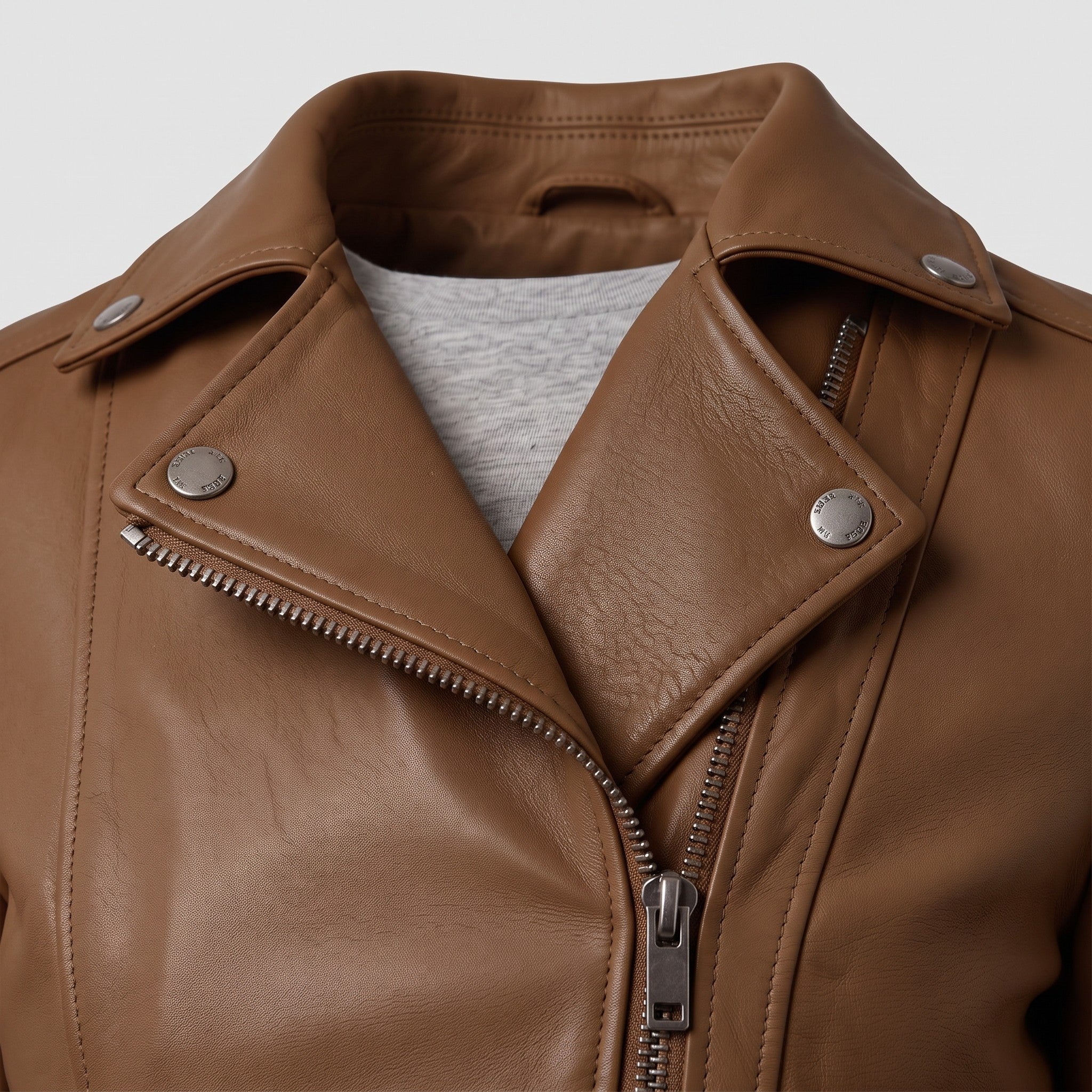 Women's Brown Leather Double Rider Jacket — Osgood