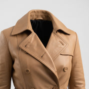 Women's Tan Leather Trench Coat — Charsley