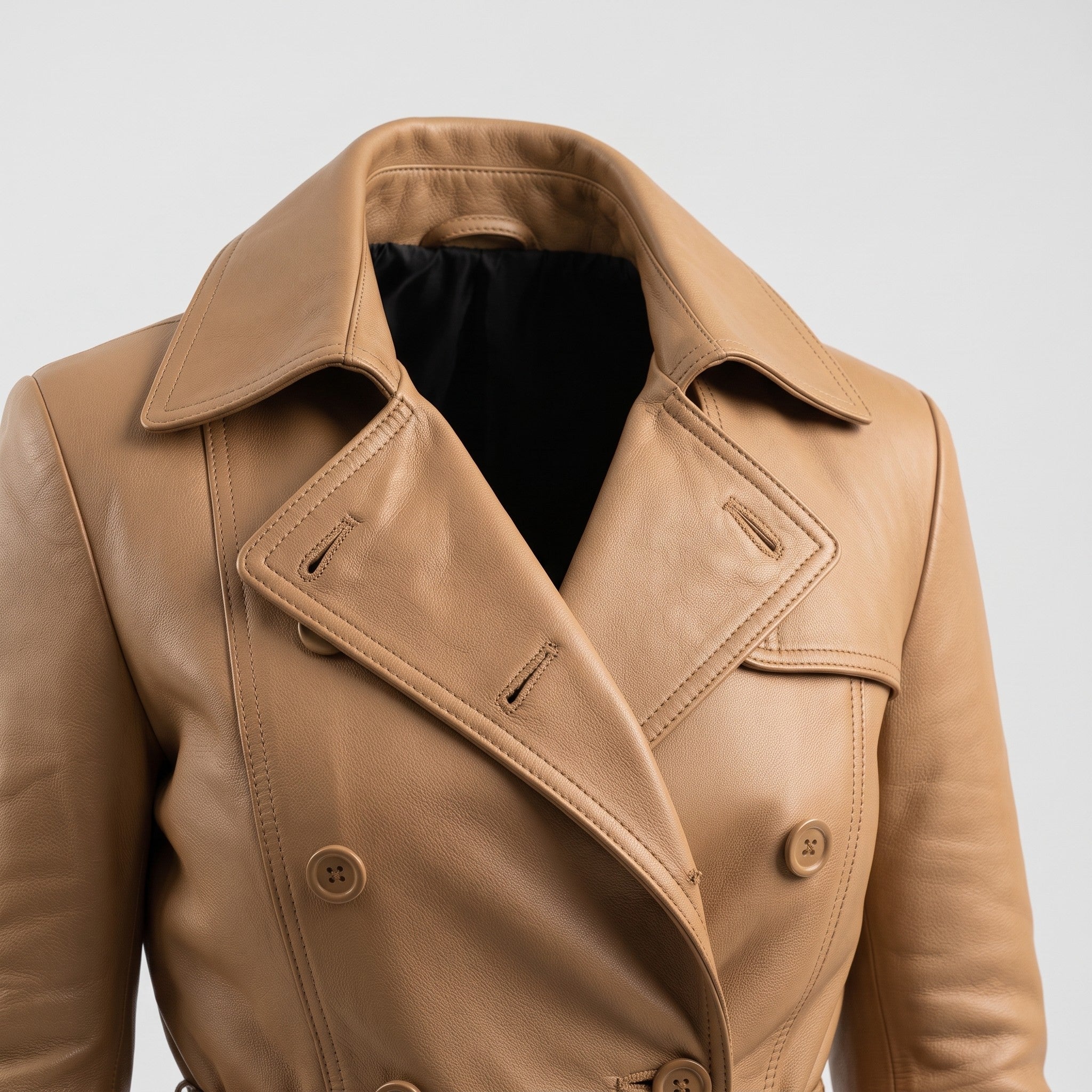 Women's Tan Leather Trench Coat — Charsley