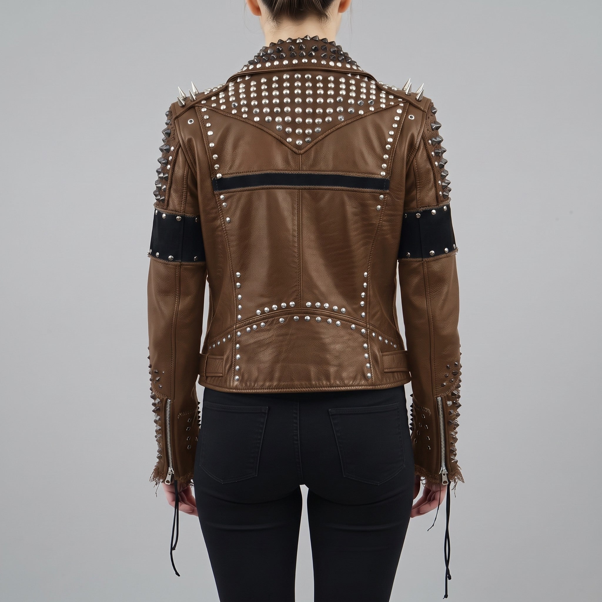 Women's Brown Leather Biker Jacket — Kingston